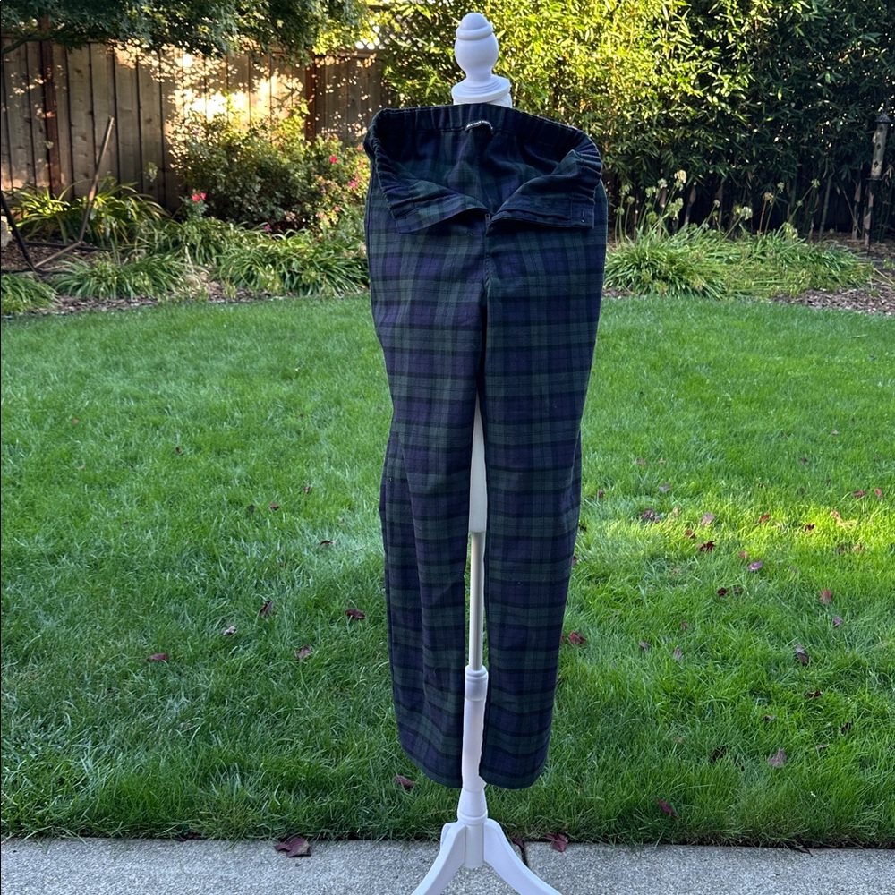 Brandy Melville Navy and Black Plaid Trousers